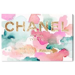CHANEL Couture Road Oliver Gal Pink and Blue Watercolor Canvas Wall Art Print